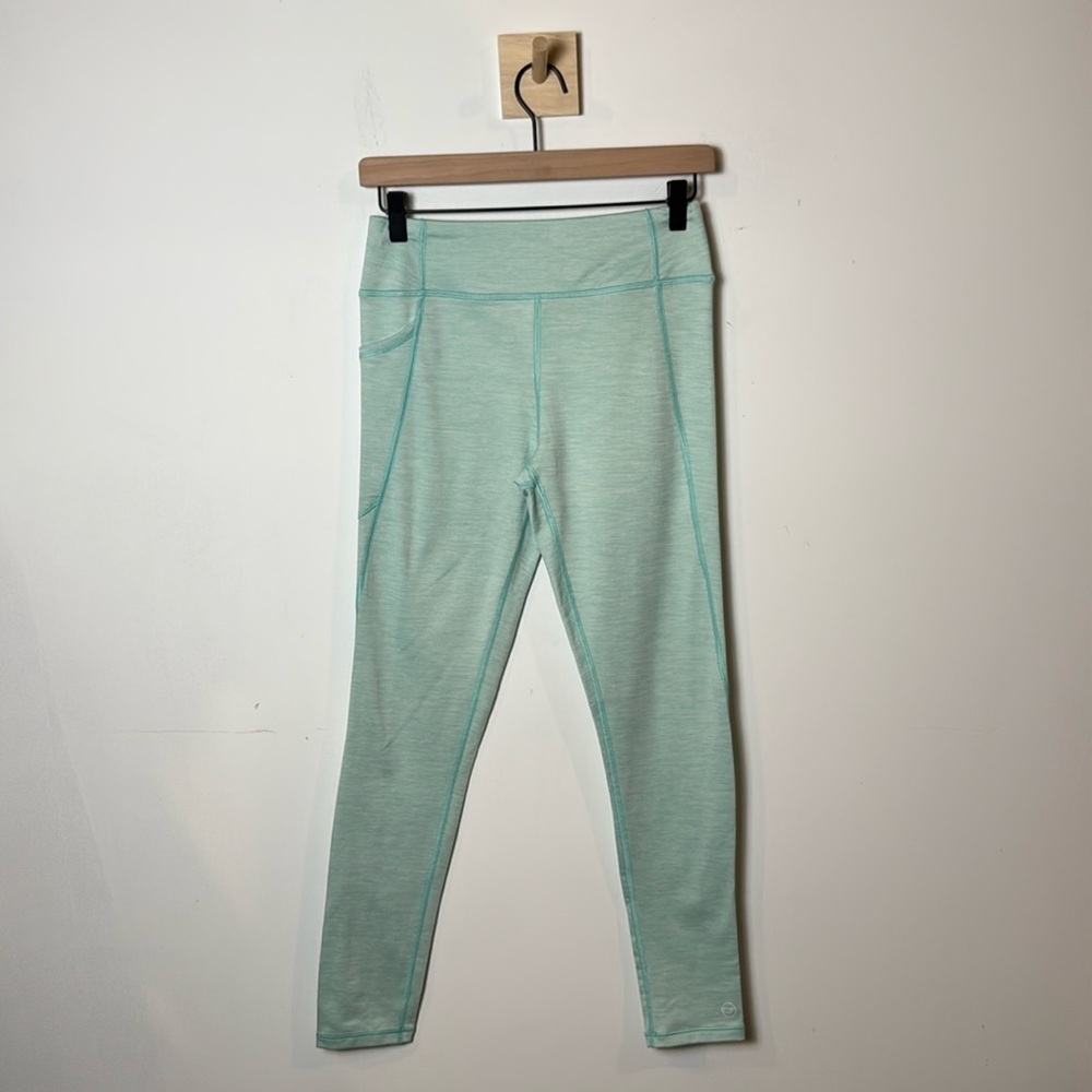 Vineyard Vines Girls Heathered Teal Leggings with Side Pocket and Ankle Logo XL